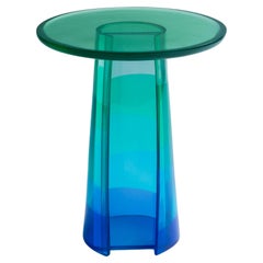 Tall Resin Side Table in Blue Gradient by Paola Valle