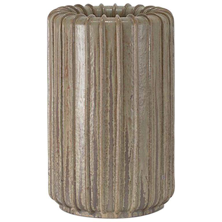 Arne Bang tall ribbed stoneware vase, ca. 1950, offered by Hostler Burrows