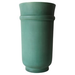 Tall Richard Ginori Green Ceramic Vase by Giovanni Gariboldi, Italy, 1950s