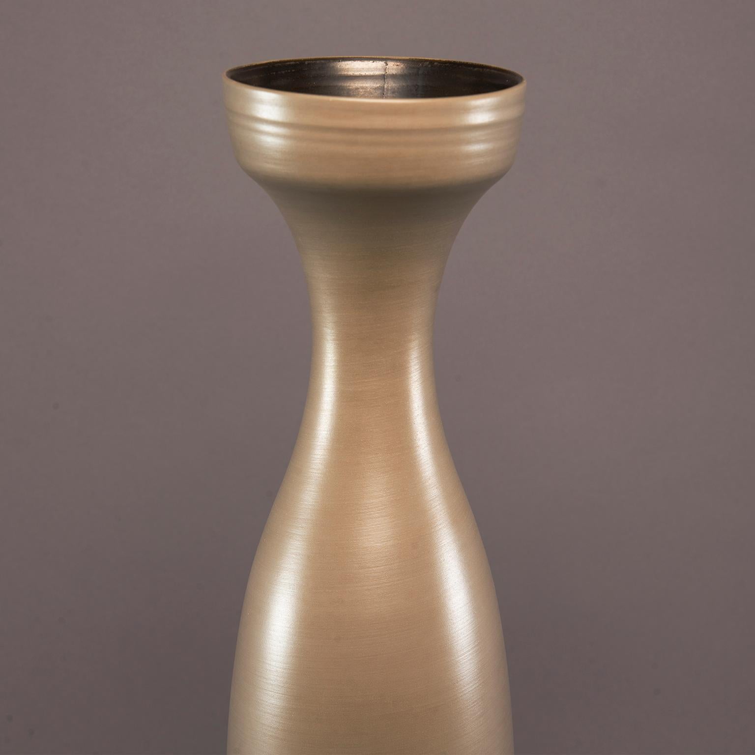 Modern Tall Rina Menardi Ceramic Vase with Taupe Glaze
