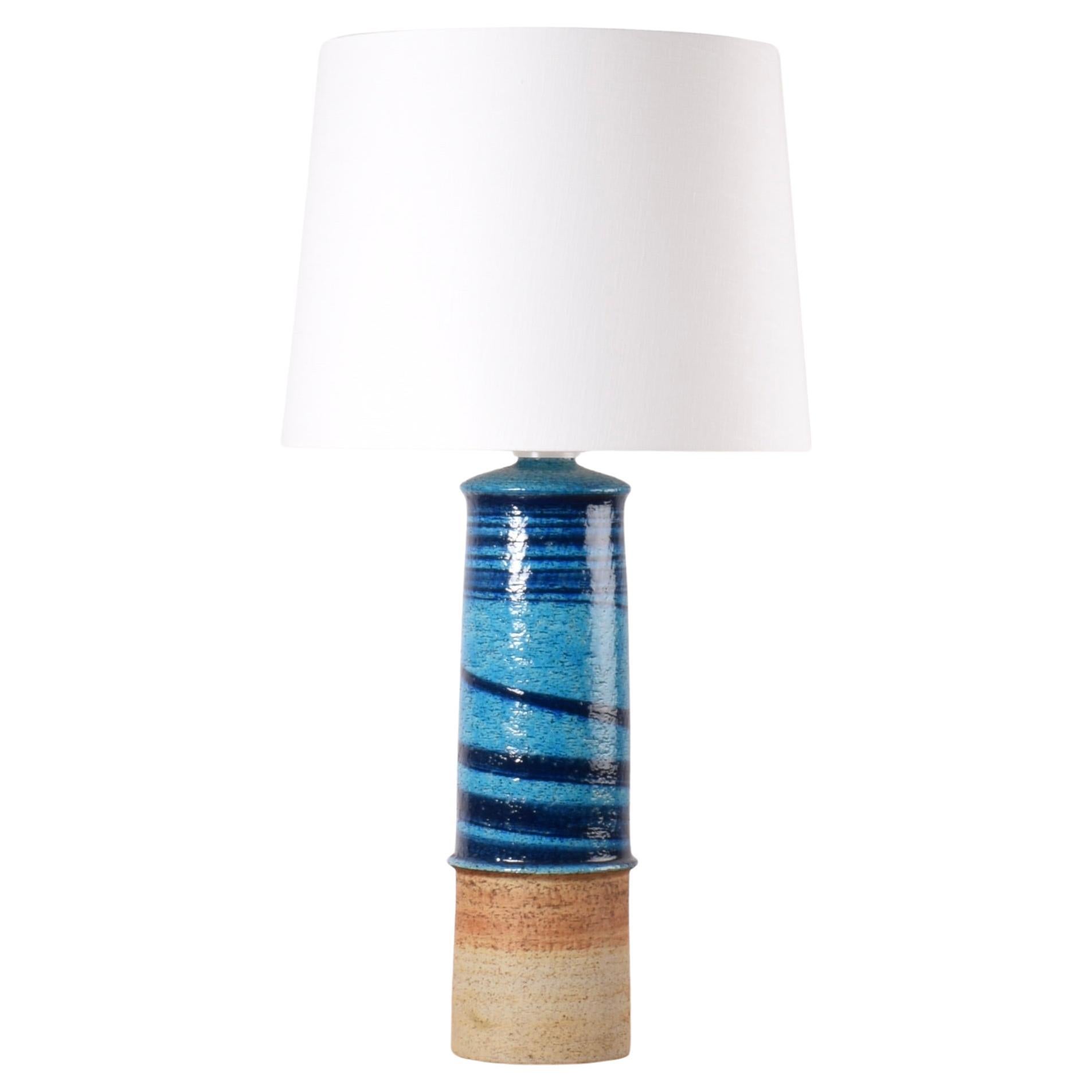 Hohe Rörstrand Steingut-Tischlampe Türkisblau von Inger Persson, 1960er