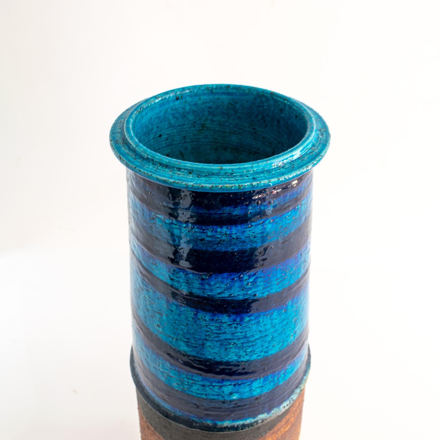 Hand-Crafted Tall Rorstrand Studio Vase by Inger Persson Partial Glaze in Blues