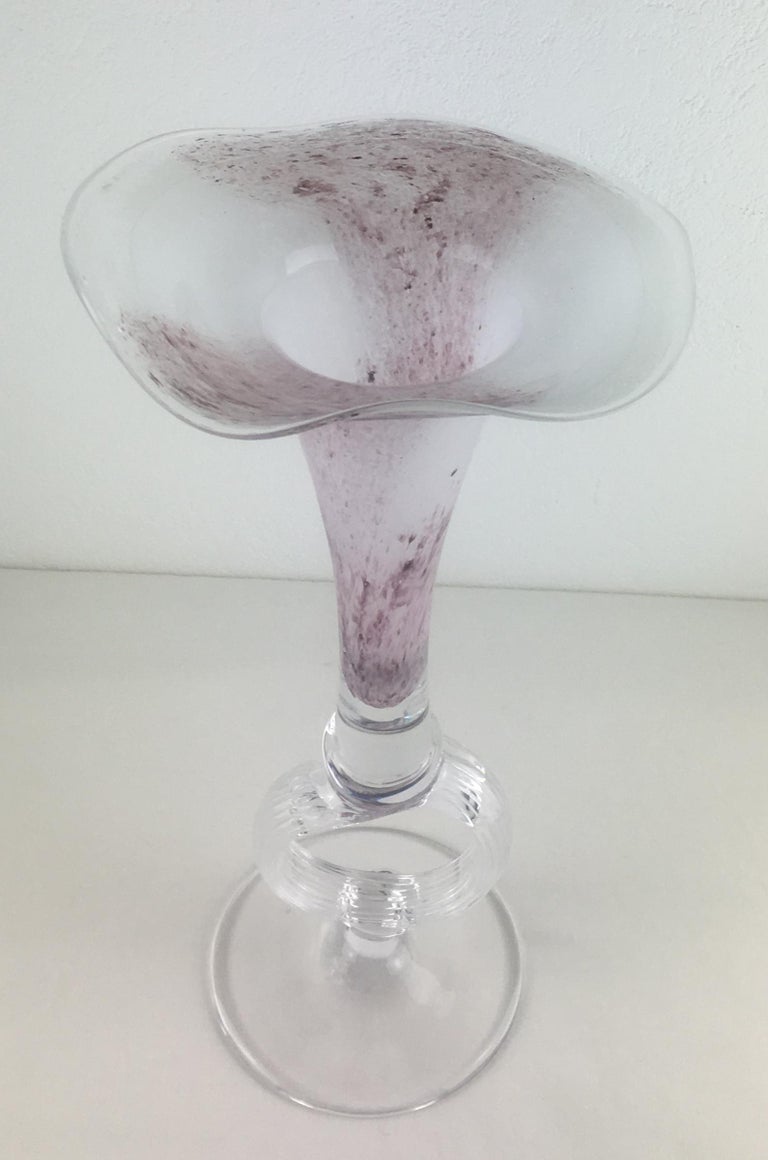 French Handblown Tall Glass Centerpiece Epergne from Biot France For Sale