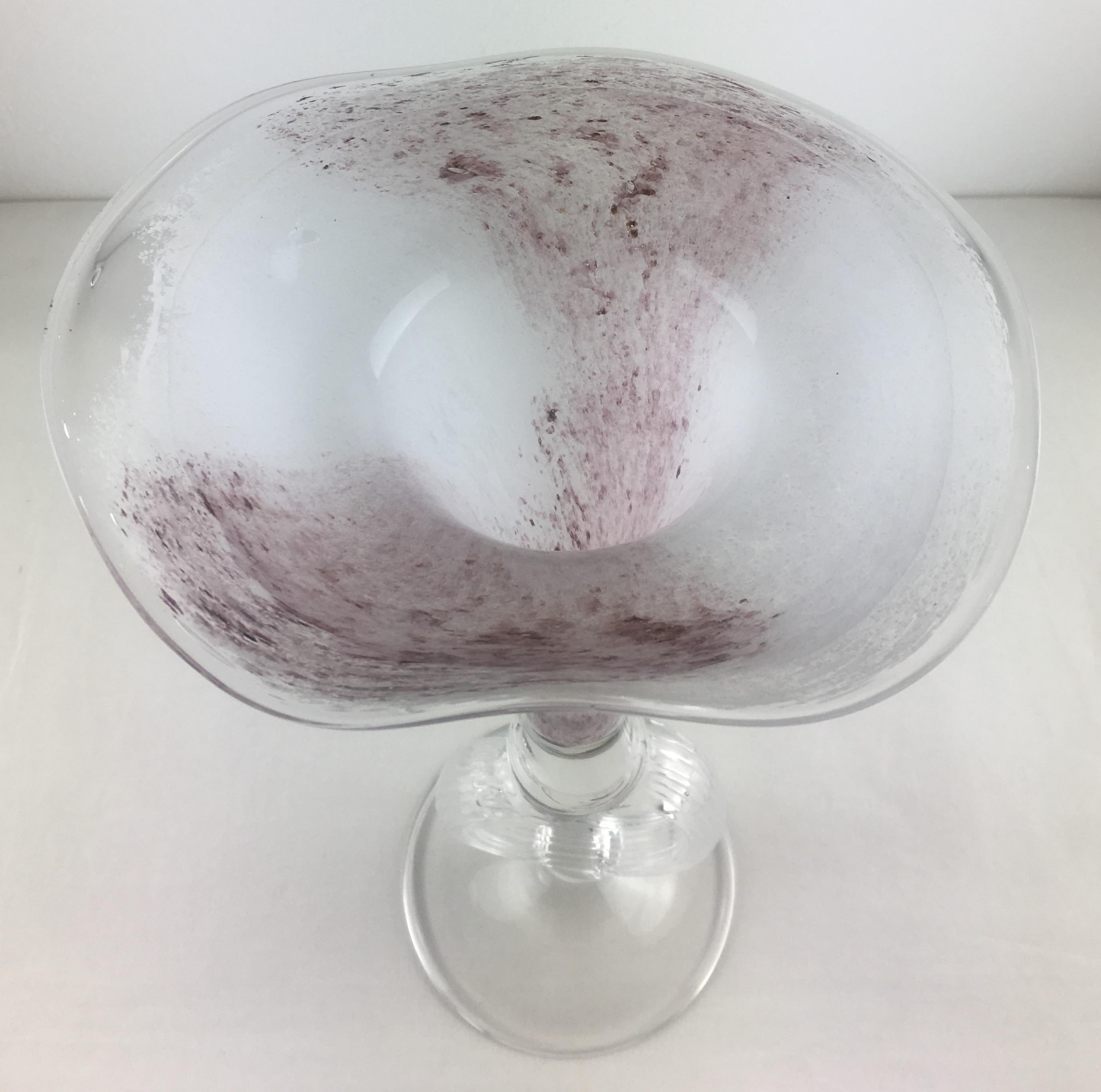 Mid-Century Modern Handblown Tall Glass Centerpiece Epergne from Biot France For Sale