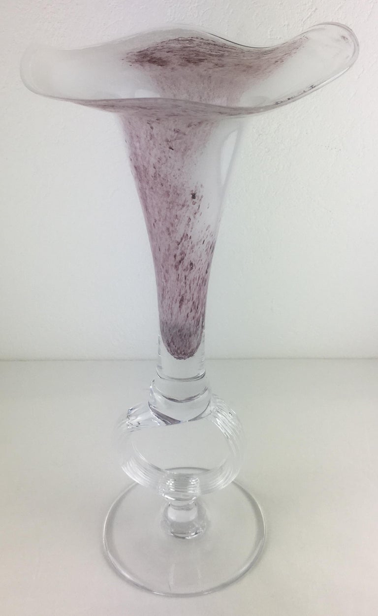Art Glass Handblown Tall Glass Centerpiece Epergne from Biot France For Sale