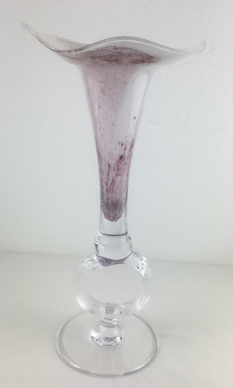 Handblown Tall Glass Centerpiece Epergne from Biot France For Sale 1