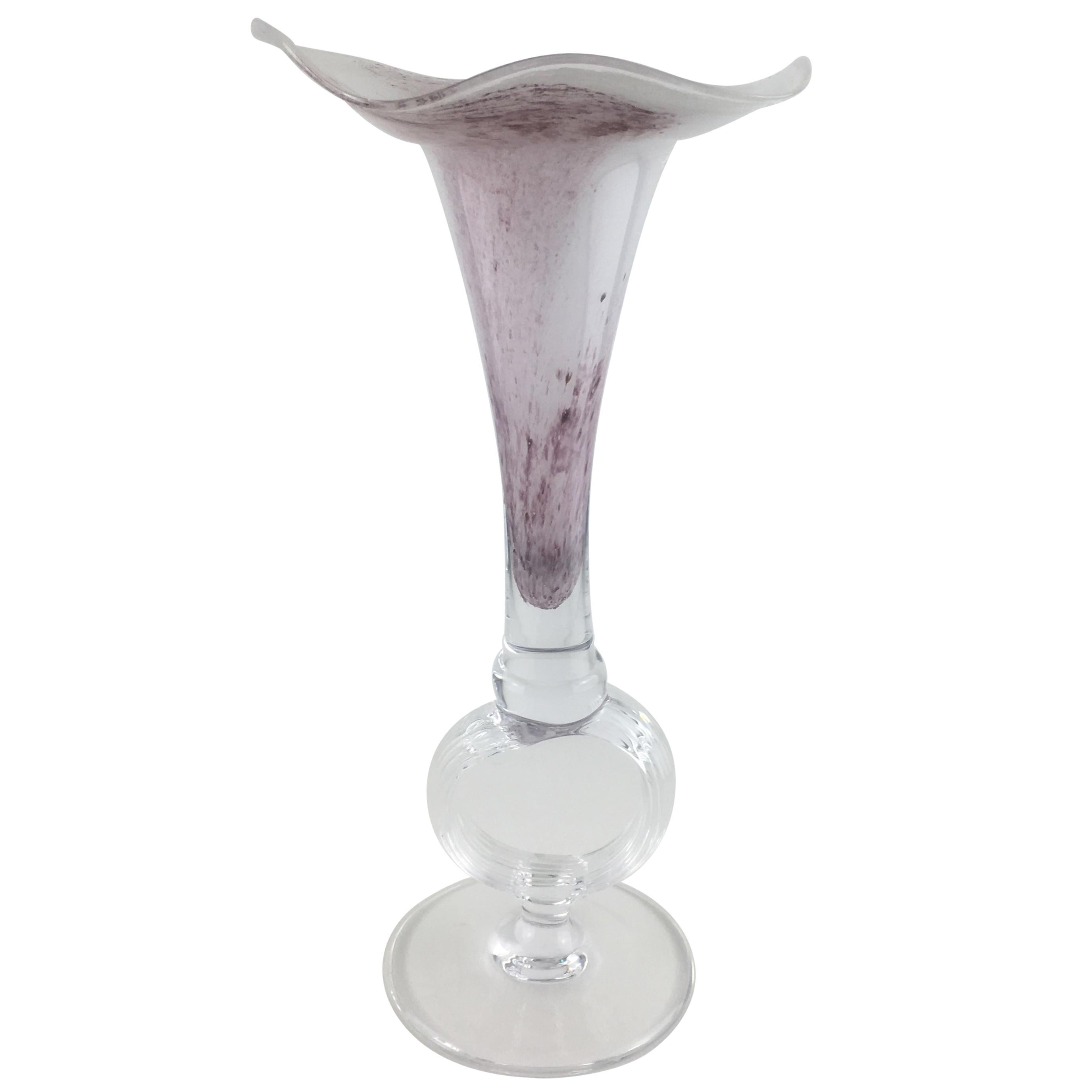 Handblown Tall Glass Centerpiece Epergne from Biot France For Sale