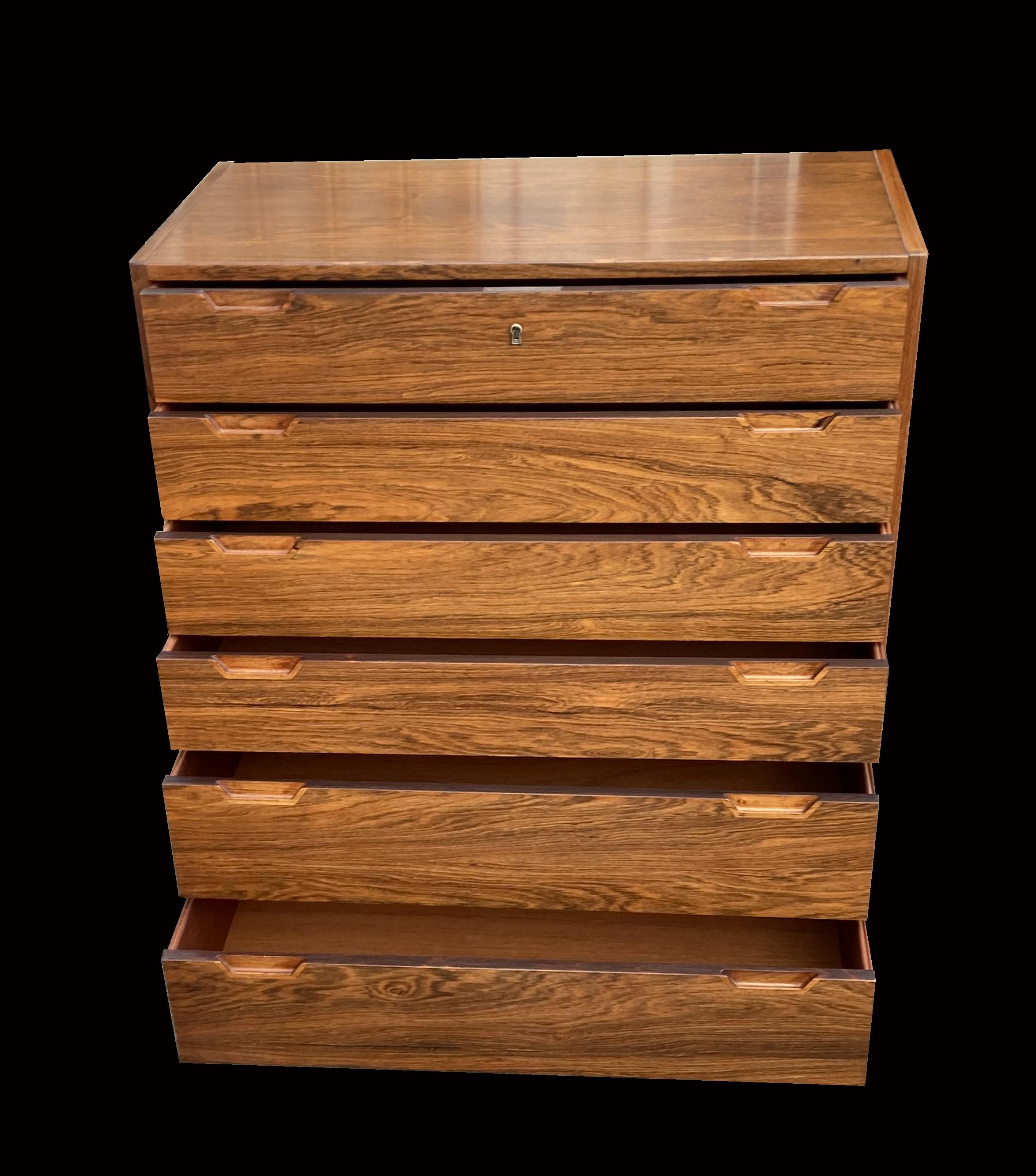 Scandinavian Modern Tall Rosewood 6-Drawer Chest by Svend Langkilde for Langkilde Møbler