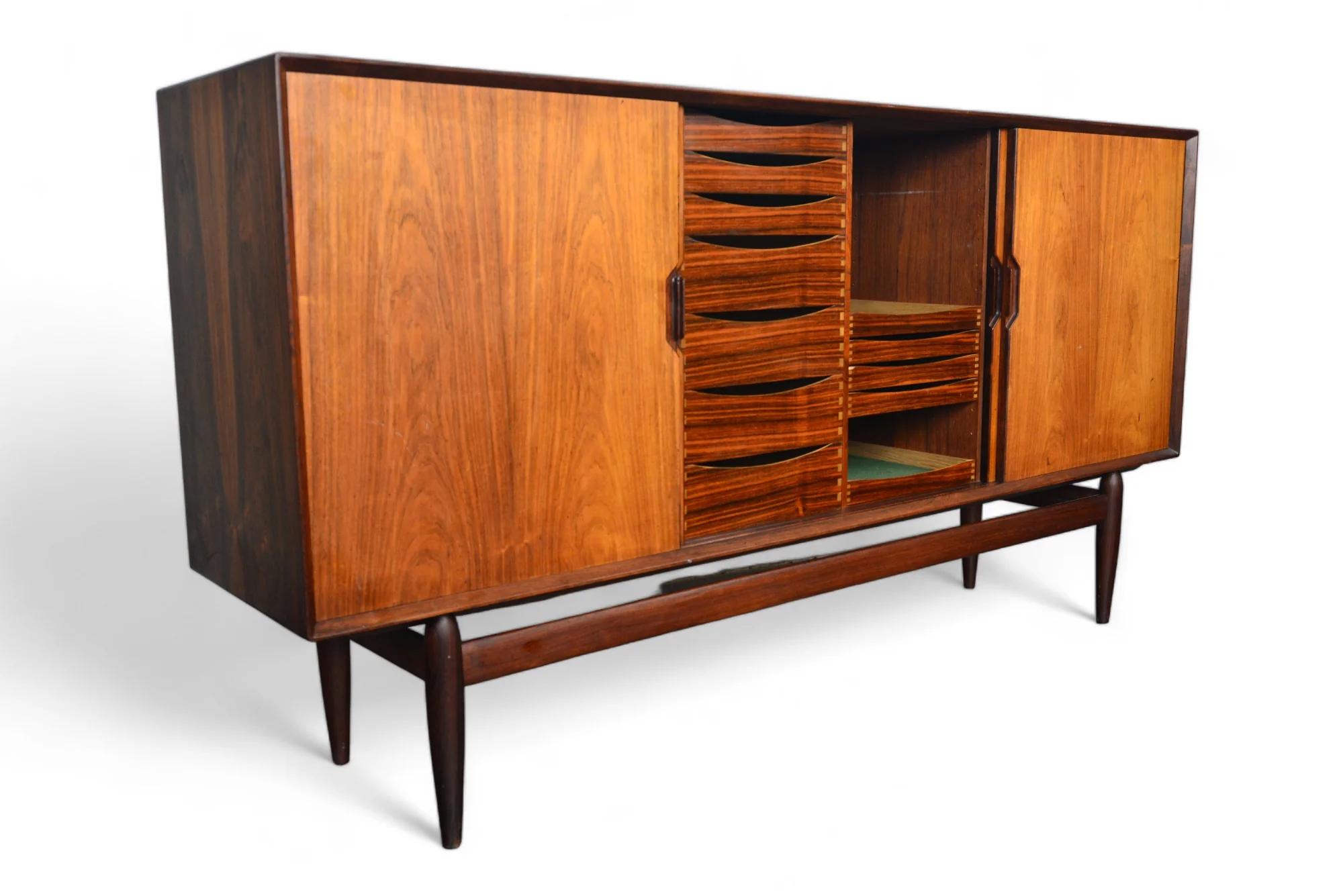 Tall Rosewood Credenza By Henry Rosengren Hansen For Sale 4