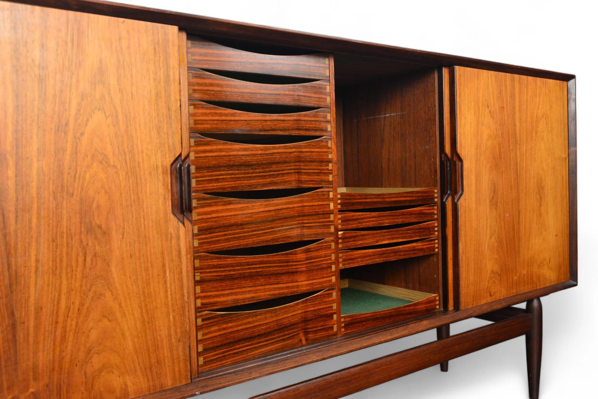 Tall Rosewood Credenza By Henry Rosengren Hansen For Sale 5