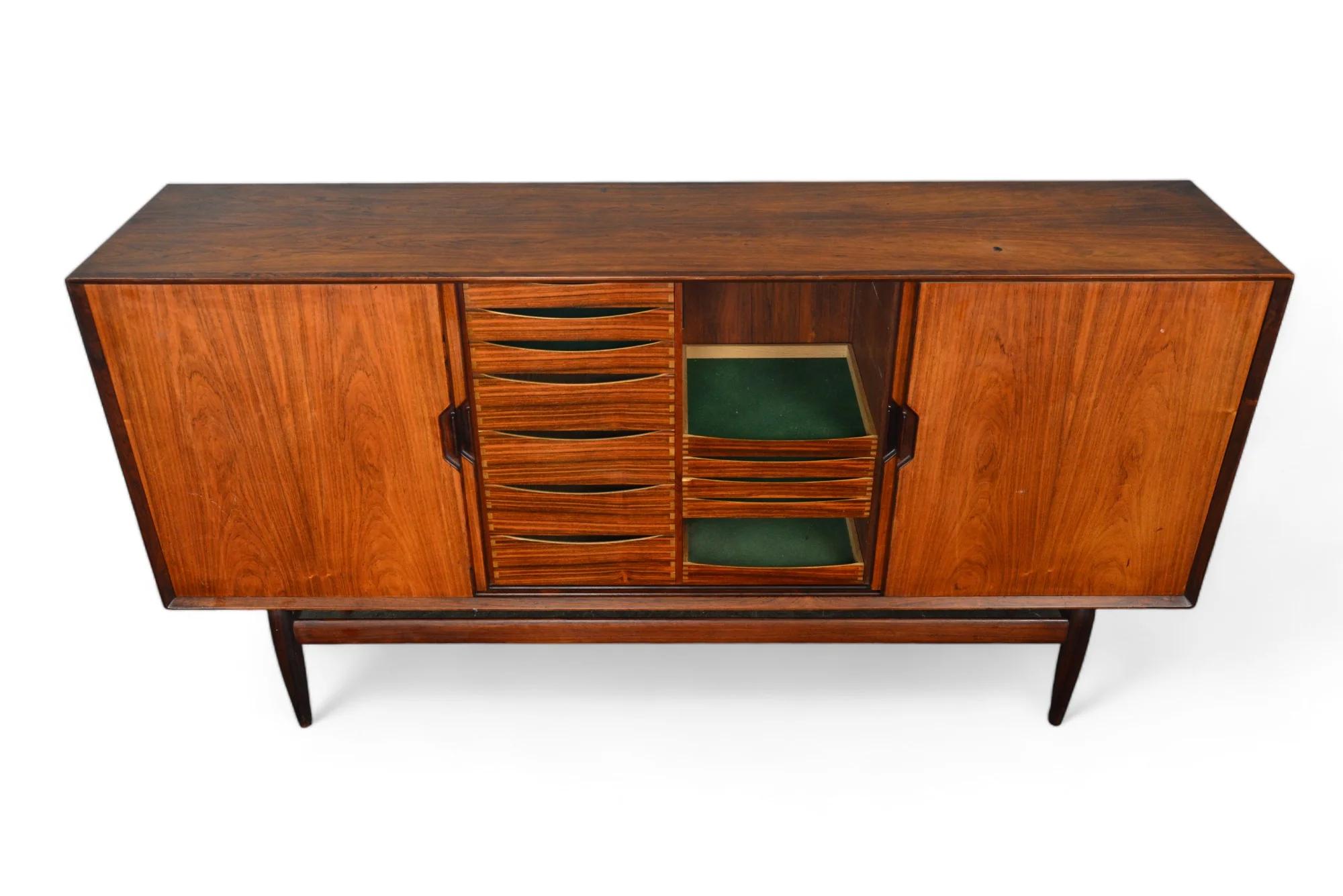 Tall Rosewood Credenza By Henry Rosengren Hansen In Good Condition For Sale In Berkeley, CA
