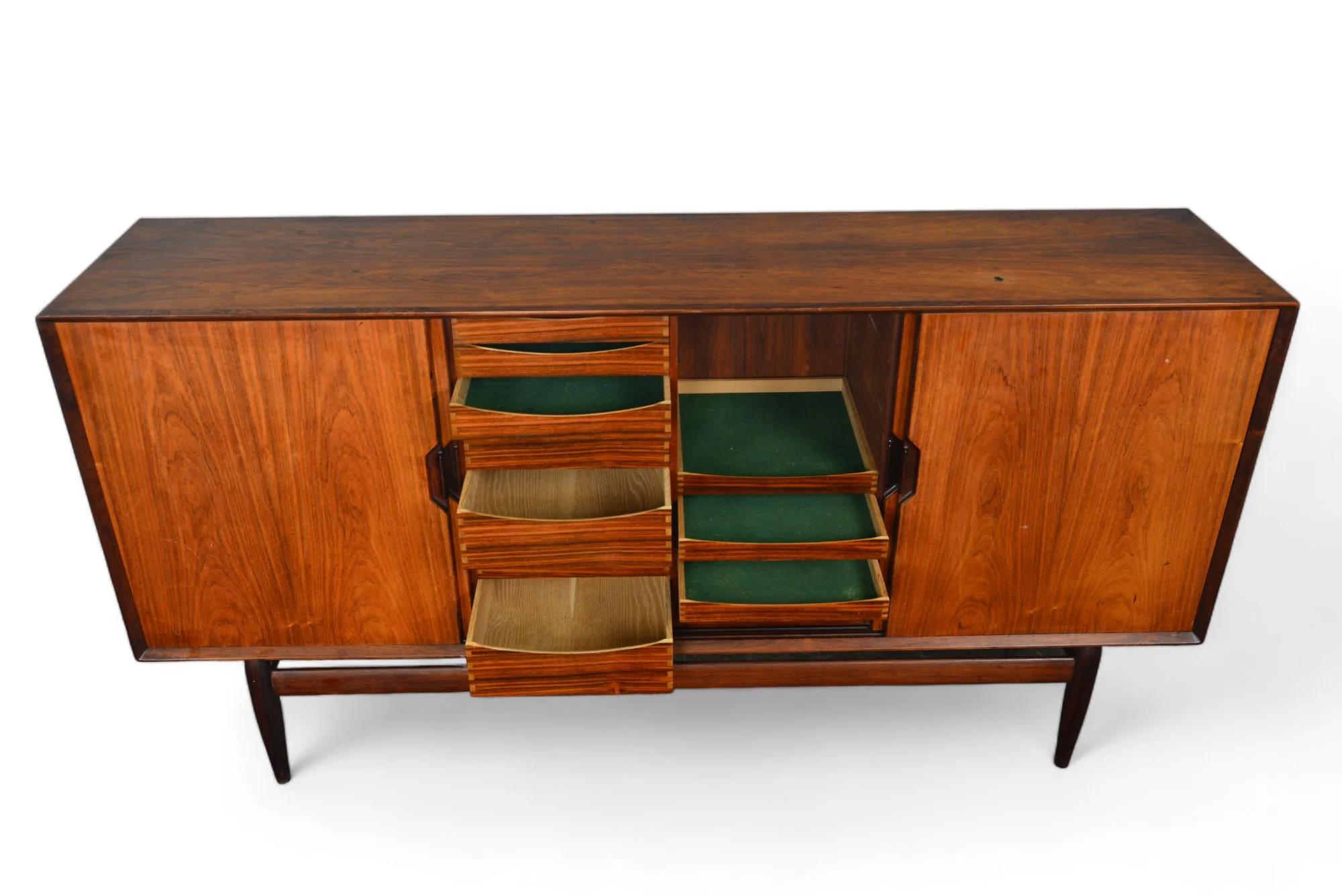 20th Century Tall Rosewood Credenza By Henry Rosengren Hansen For Sale