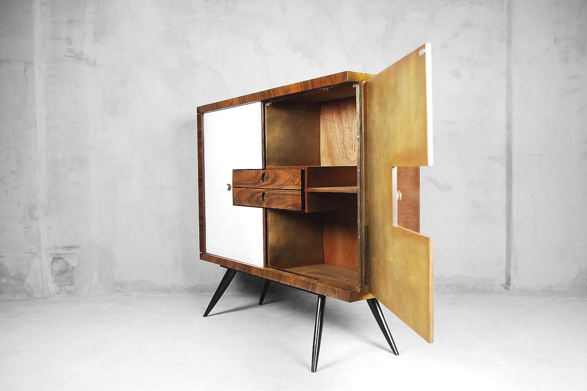 Tall Rosewood Italian Modern Cabinet with Drawers, 1950s 9