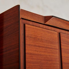 Tall Rosewood Veneer Cabinet with Key by SAM, France 1950s