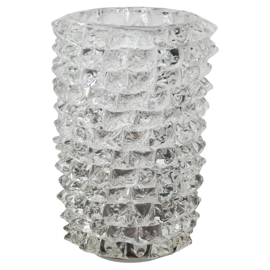 Large Rostrato Vase in clear Murano Glass, Italy