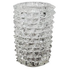 Large Rostrato Vase in clear Murano Glass, Italy