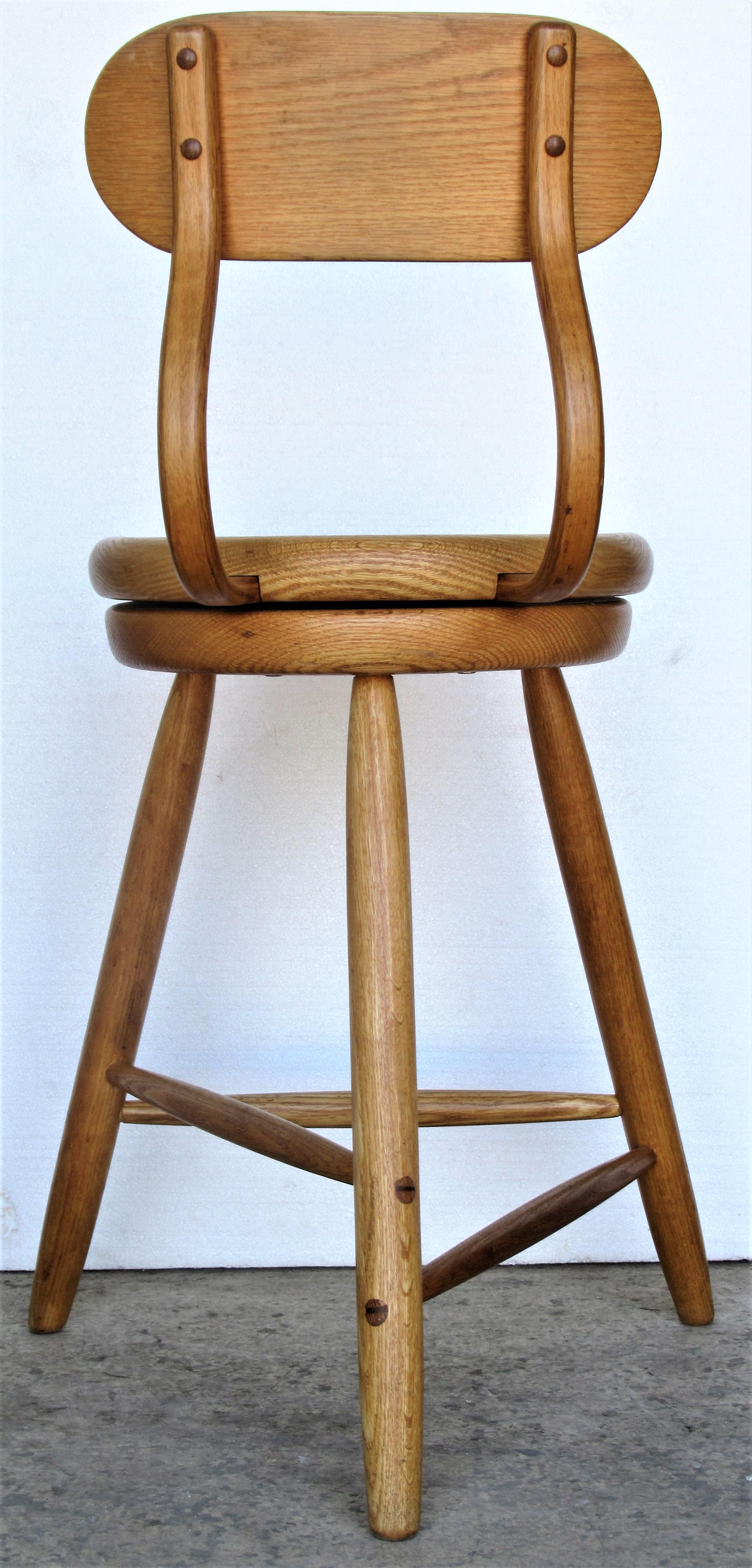 Drehhocker mit drehbarer Sitzfläche von Kai Pedersen Woodworking Studio, USA, 1980 im Angebot 2