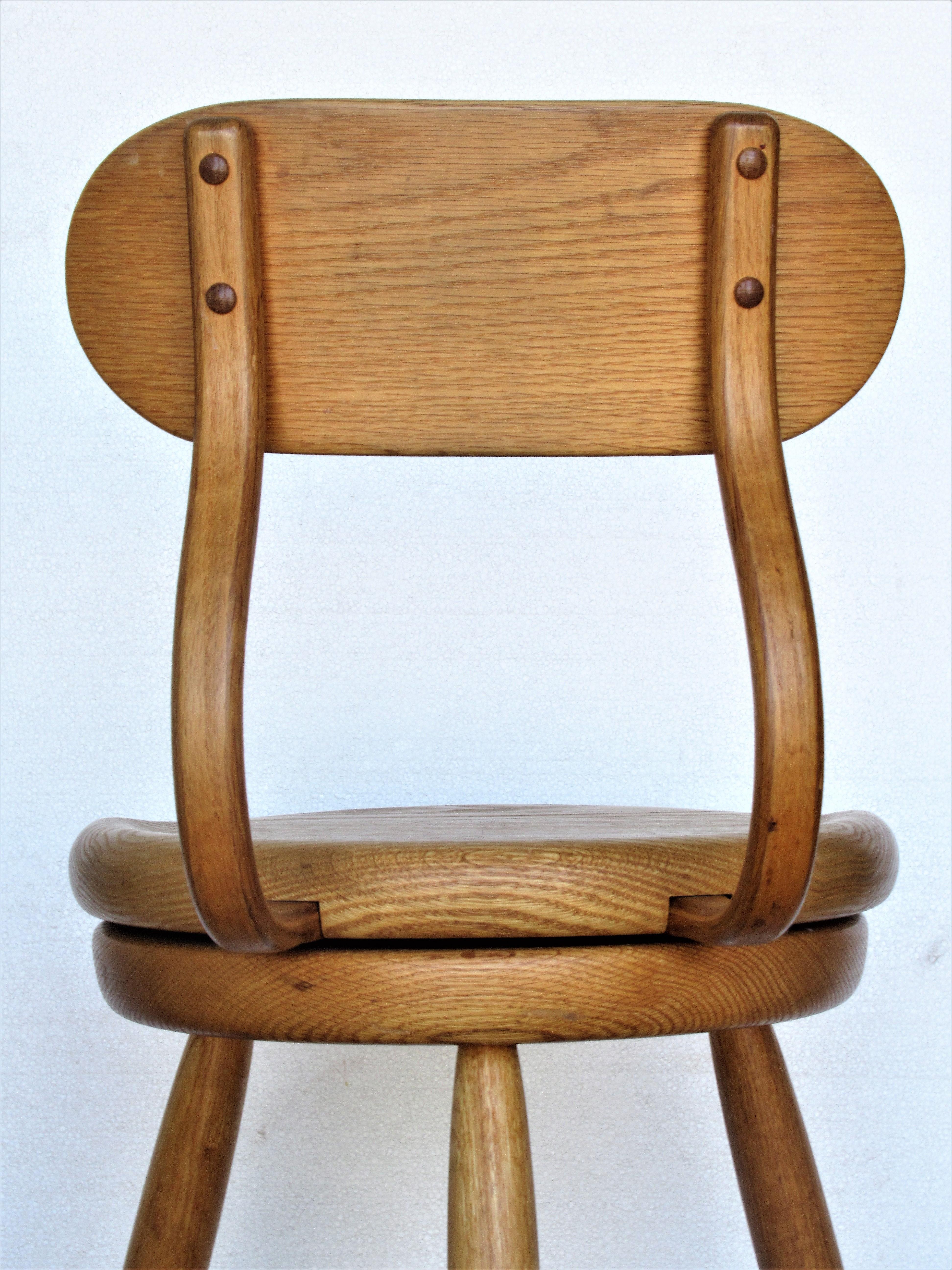Drehhocker mit drehbarer Sitzfläche von Kai Pedersen Woodworking Studio, USA, 1980 im Angebot 3