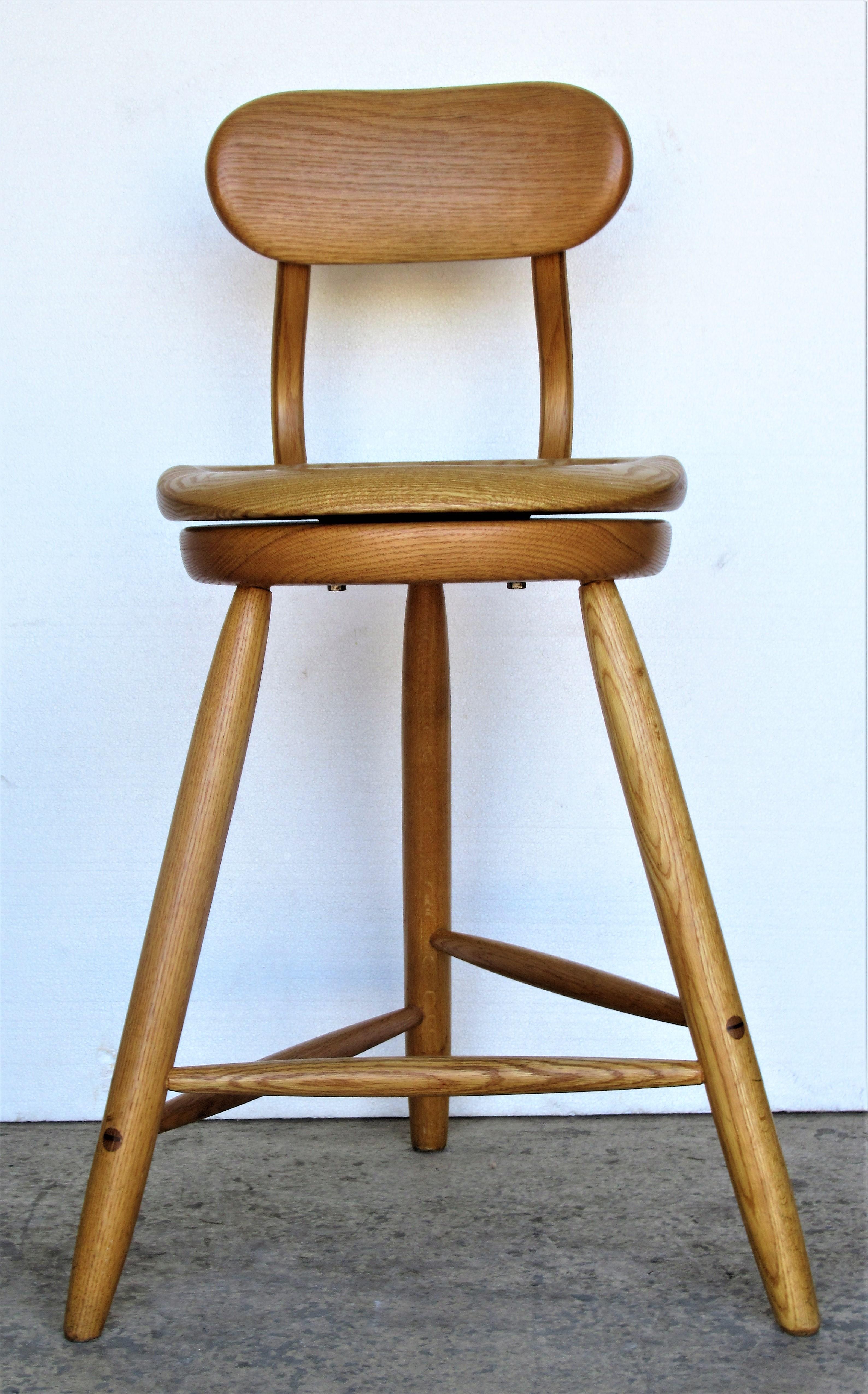 Drehhocker mit drehbarer Sitzfläche von Kai Pedersen Woodworking Studio, USA, 1980 im Angebot 4