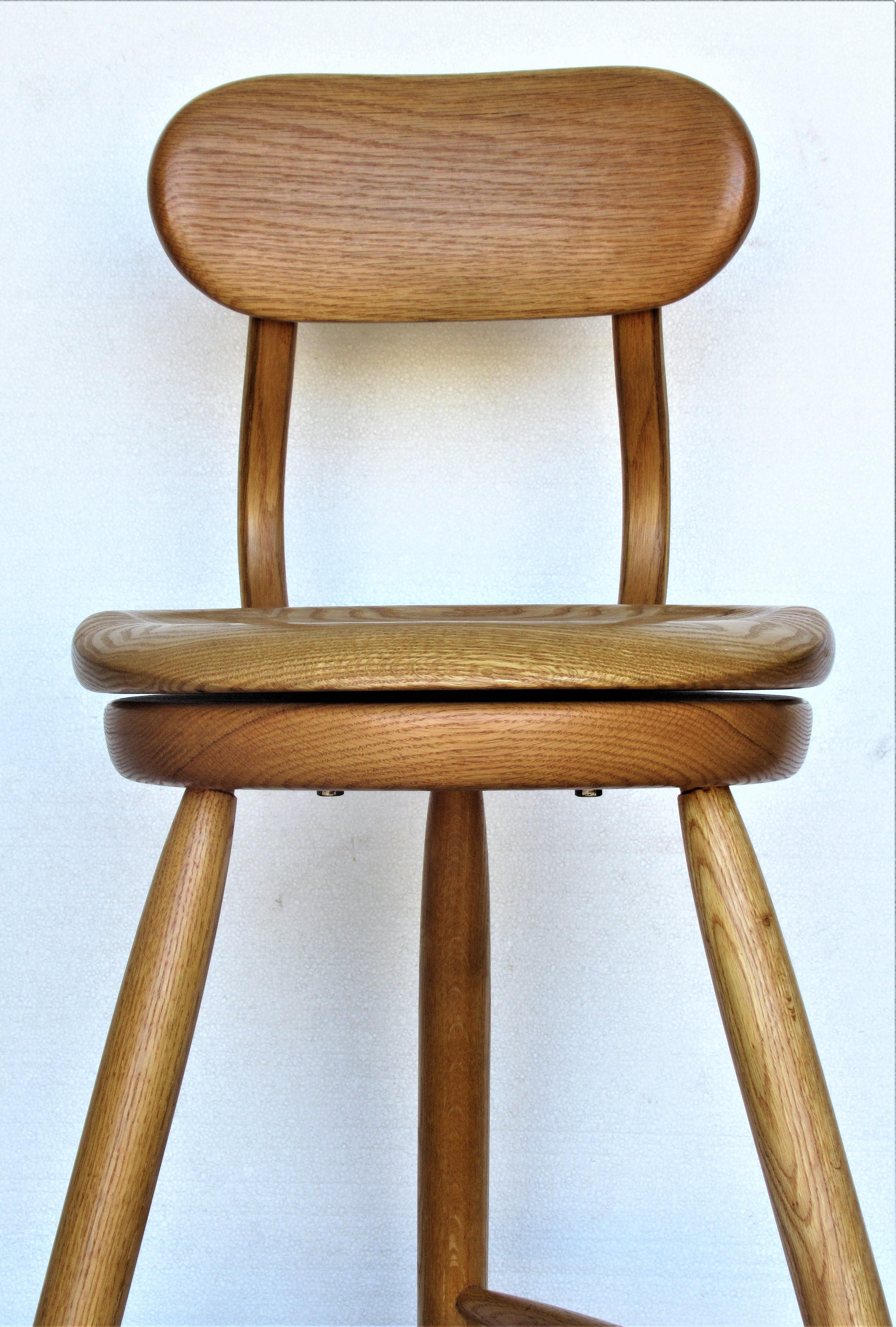 Drehhocker mit drehbarer Sitzfläche von Kai Pedersen Woodworking Studio, USA, 1980 im Angebot 5