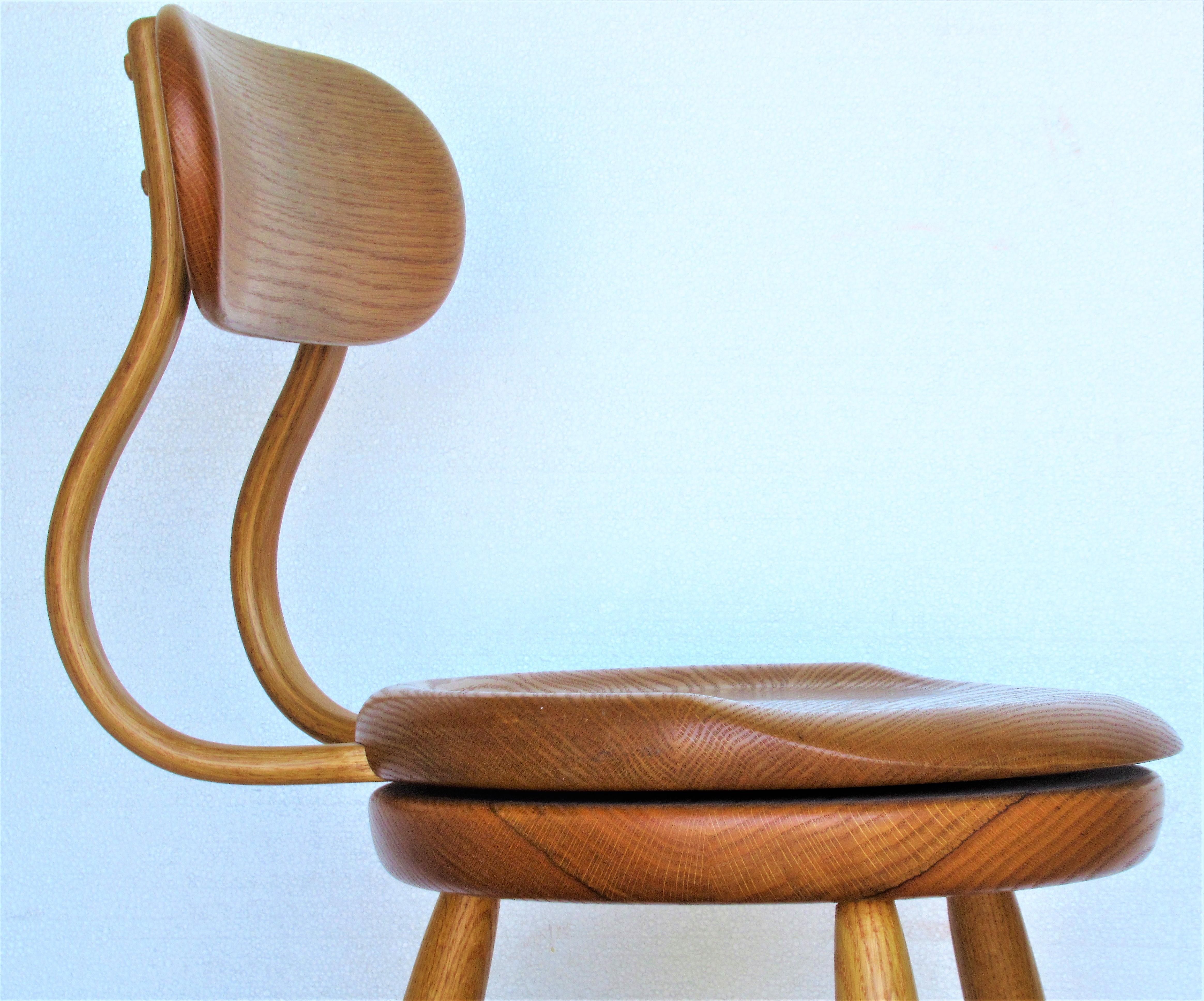 Drehhocker mit drehbarer Sitzfläche von Kai Pedersen Woodworking Studio, USA, 1980 im Angebot 6