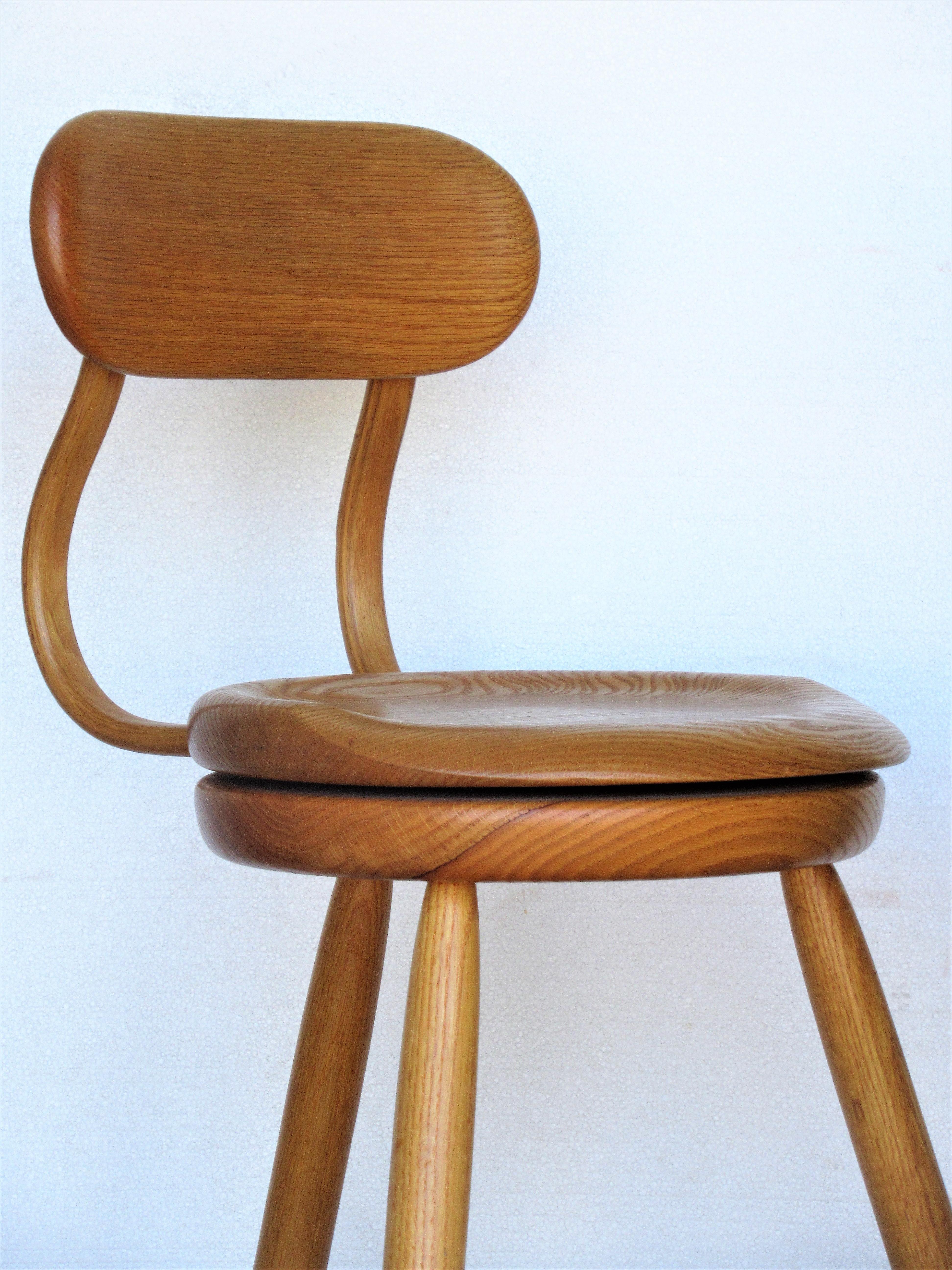 Drehhocker mit drehbarer Sitzfläche von Kai Pedersen Woodworking Studio, USA, 1980 (American Arts and Crafts) im Angebot