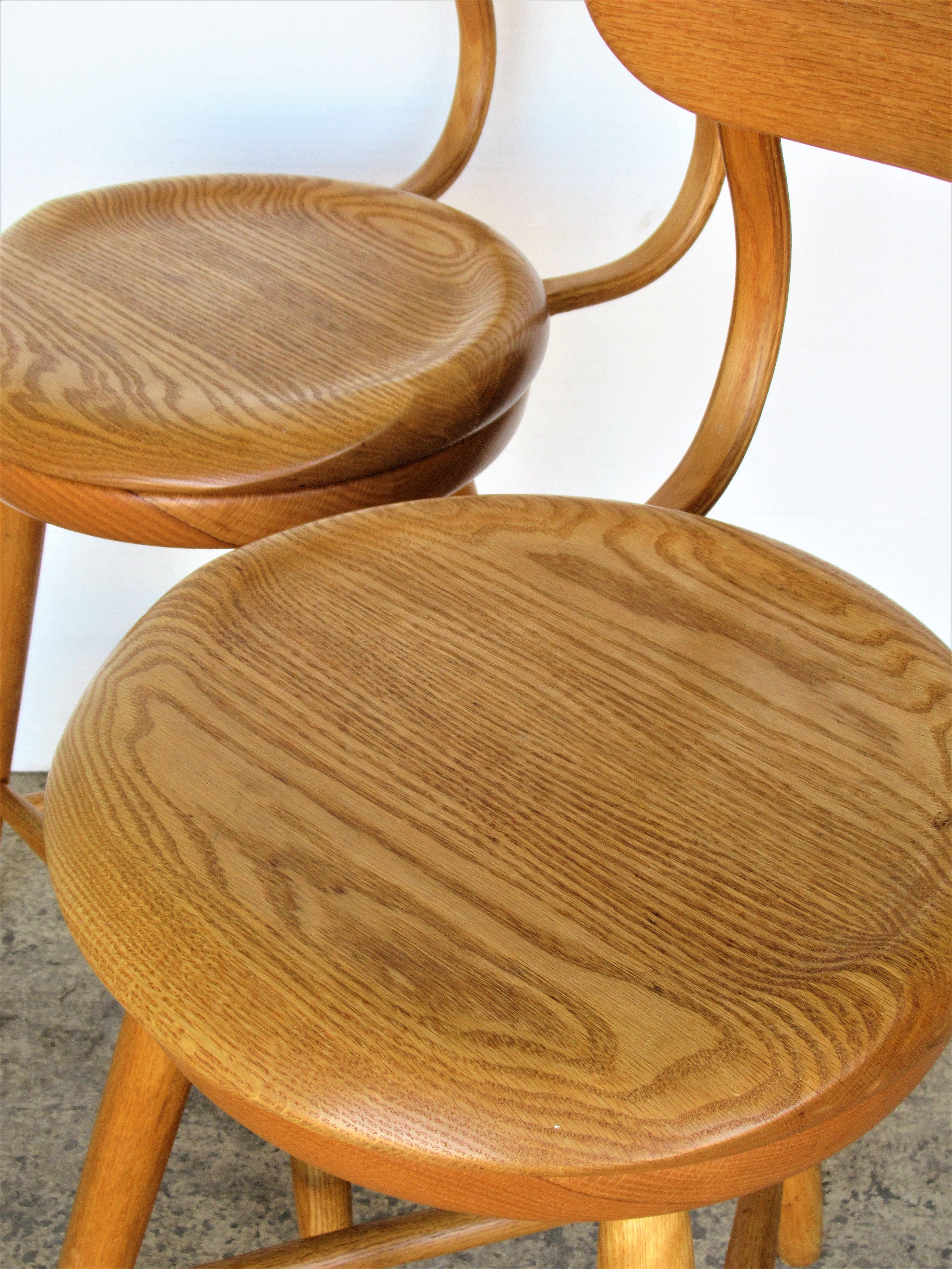 Swivel Seat Stools by Kai Pedersen Woodworking Studio, USA, 1980 In Good Condition For Sale In Rochester, NY