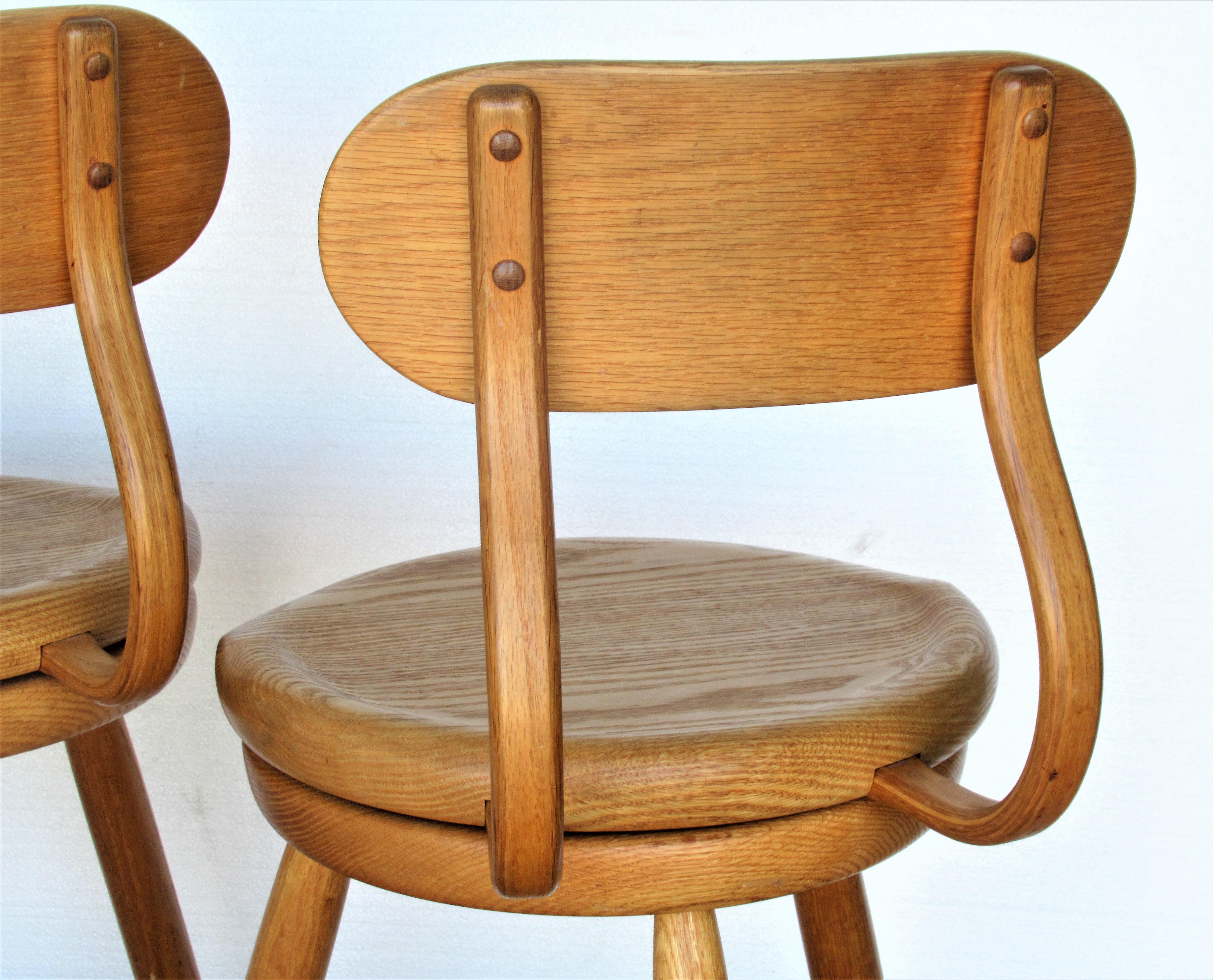20th Century Swivel Seat Stools by Kai Pedersen Woodworking Studio, USA, 1980 For Sale