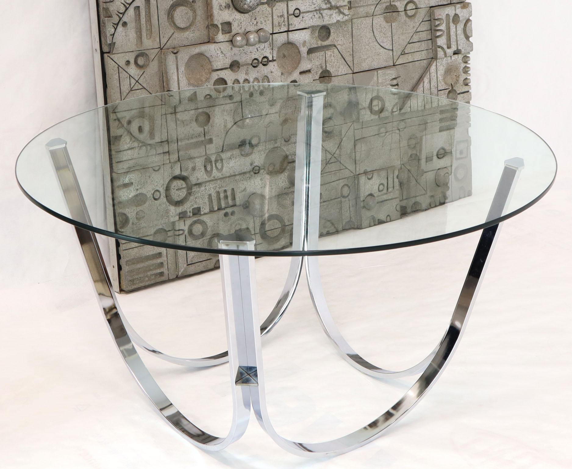 20th Century Tall Round Center Coffee Table Chrome and Glass For Sale