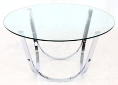 Tall Round Center Coffee Table Chrome and Glass