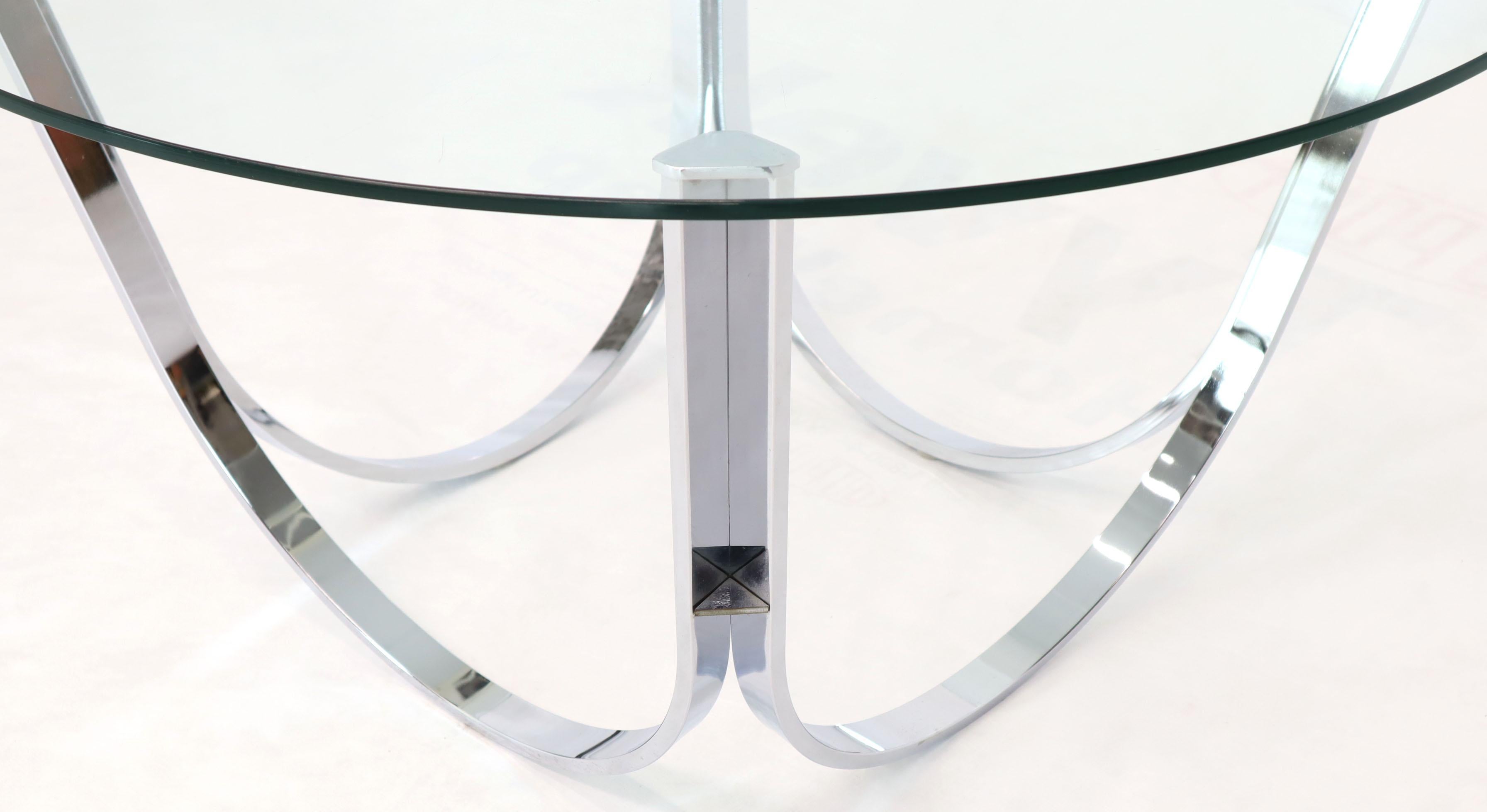 American Tall Round Center Coffee Table Chrome and Glass For Sale