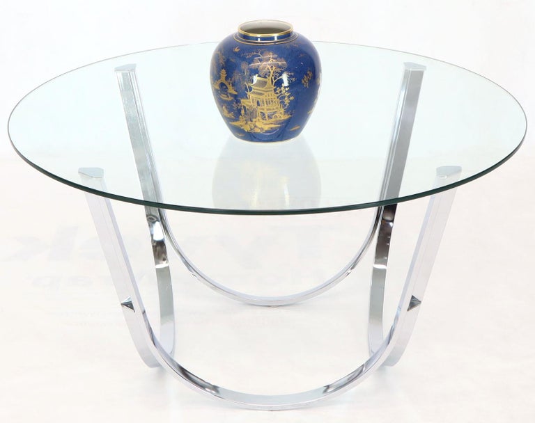 Tall Round Center Coffee Table Chrome and Glass For Sale at 1stDibs