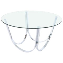 Tall Round Center Coffee Table Chrome and Glass