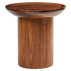 Tall Round Findley Side Table Pedestal Base Walnut by Martin & Brockett
