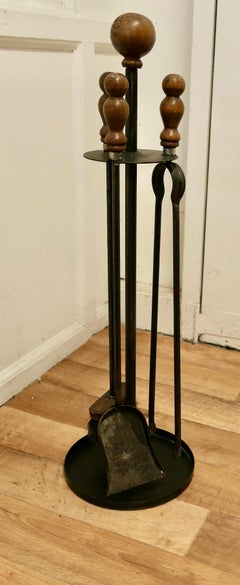 Tall Round Iron Fireside Companion Tool Set