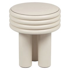 Grande table d'appoint ronde Scala en cuir de Stephane Parmentier pour Giobagnara