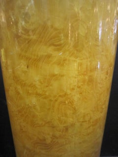 Tall Round Midcentury Blonde Burl Carpathian Elm Wood Pedestal