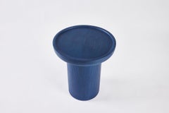 Tall Round Side Findley Table Pedestal Base Edo on Oak by Martin and Brockett