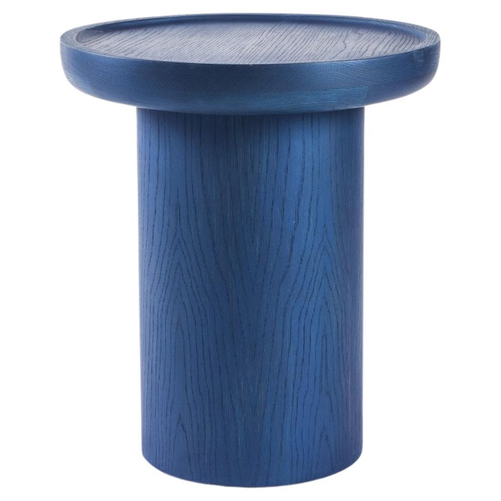 Tall Round Side Findley Table Pedestal Base Edo on Oak by Martin and Brockett For Sale