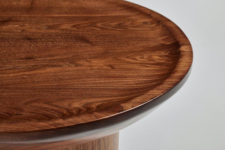 Tall Round Side Table, Pedestal Base, Walnut by Martin and Brockett