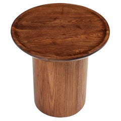 Tall Round Side Table, Pedestal Base, Walnut by Martin and Brockett, Brown