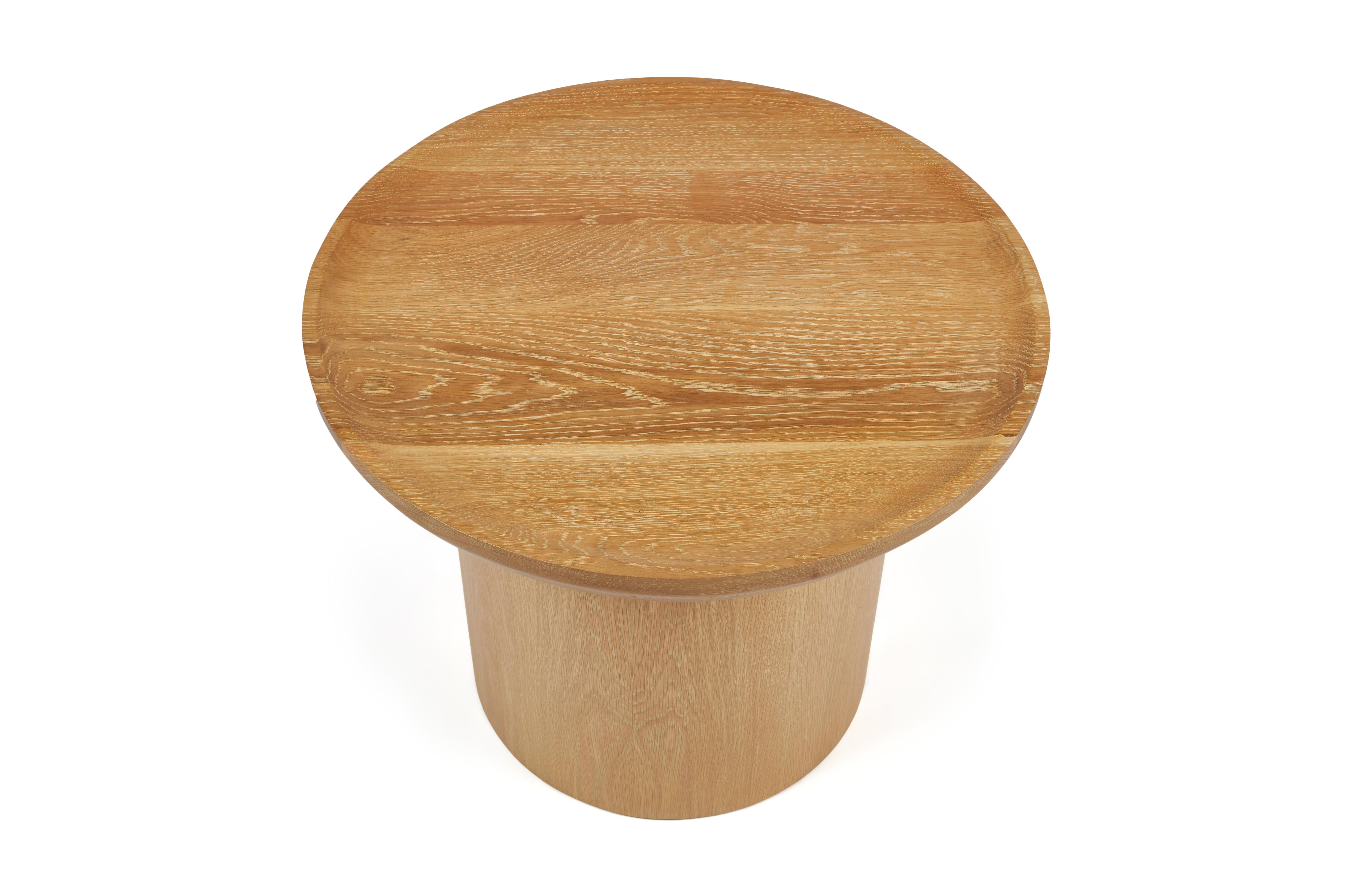 American Tall Round Side Findley Table Pedestal Base Edo on Oak by Martin and Brockett For Sale