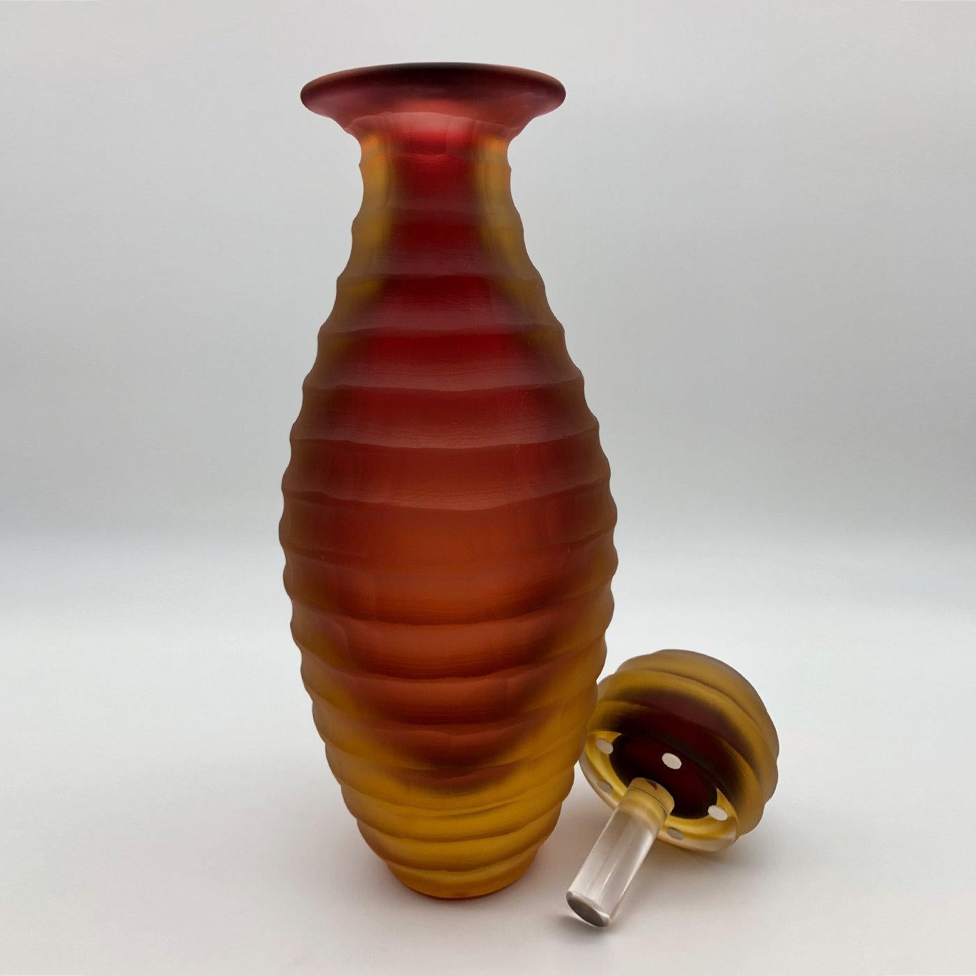 Modern Tall Ruby Bottle by Achille D'Este and Renzo Vianello