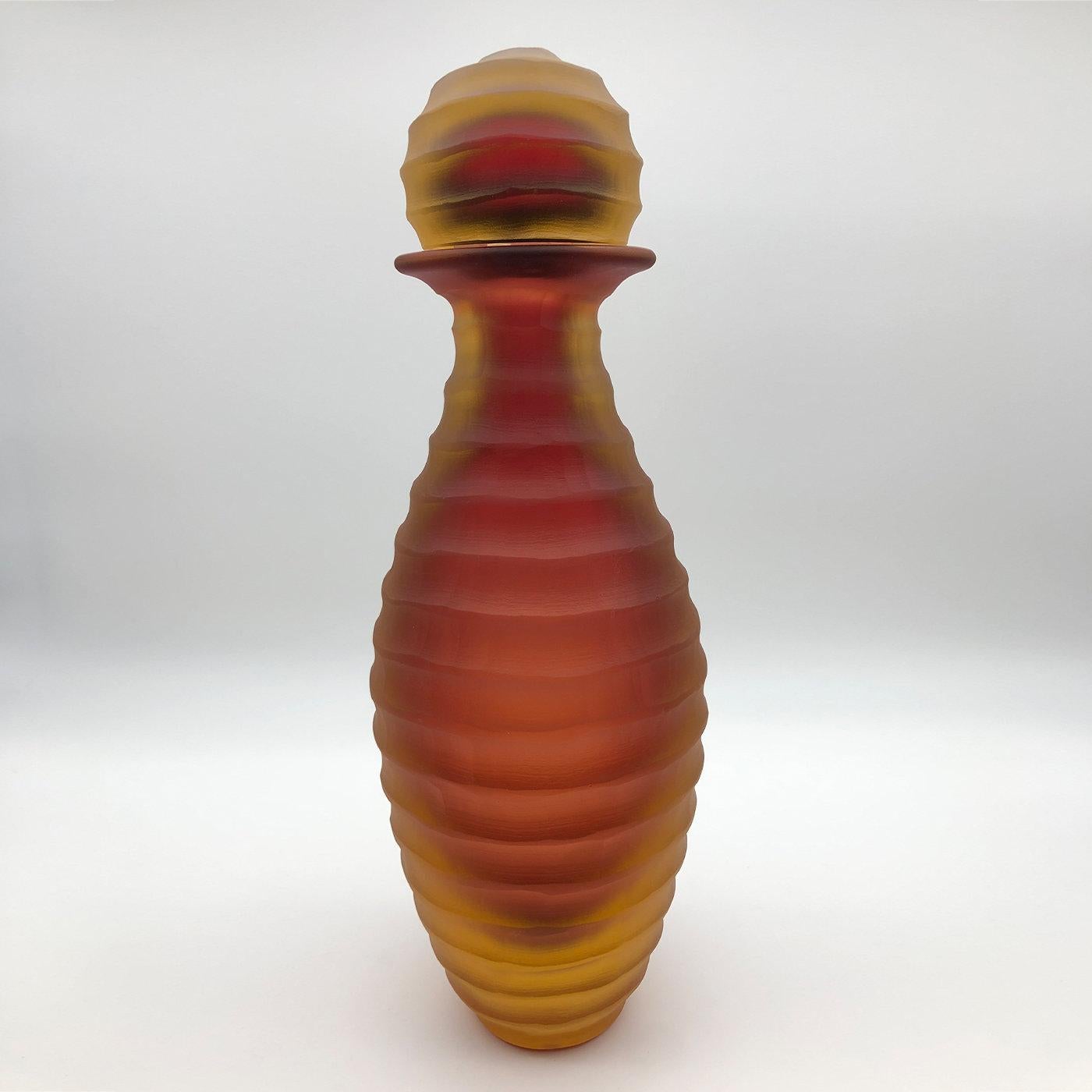 Italian Tall Ruby Bottle by Achille D'Este and Renzo Vianello