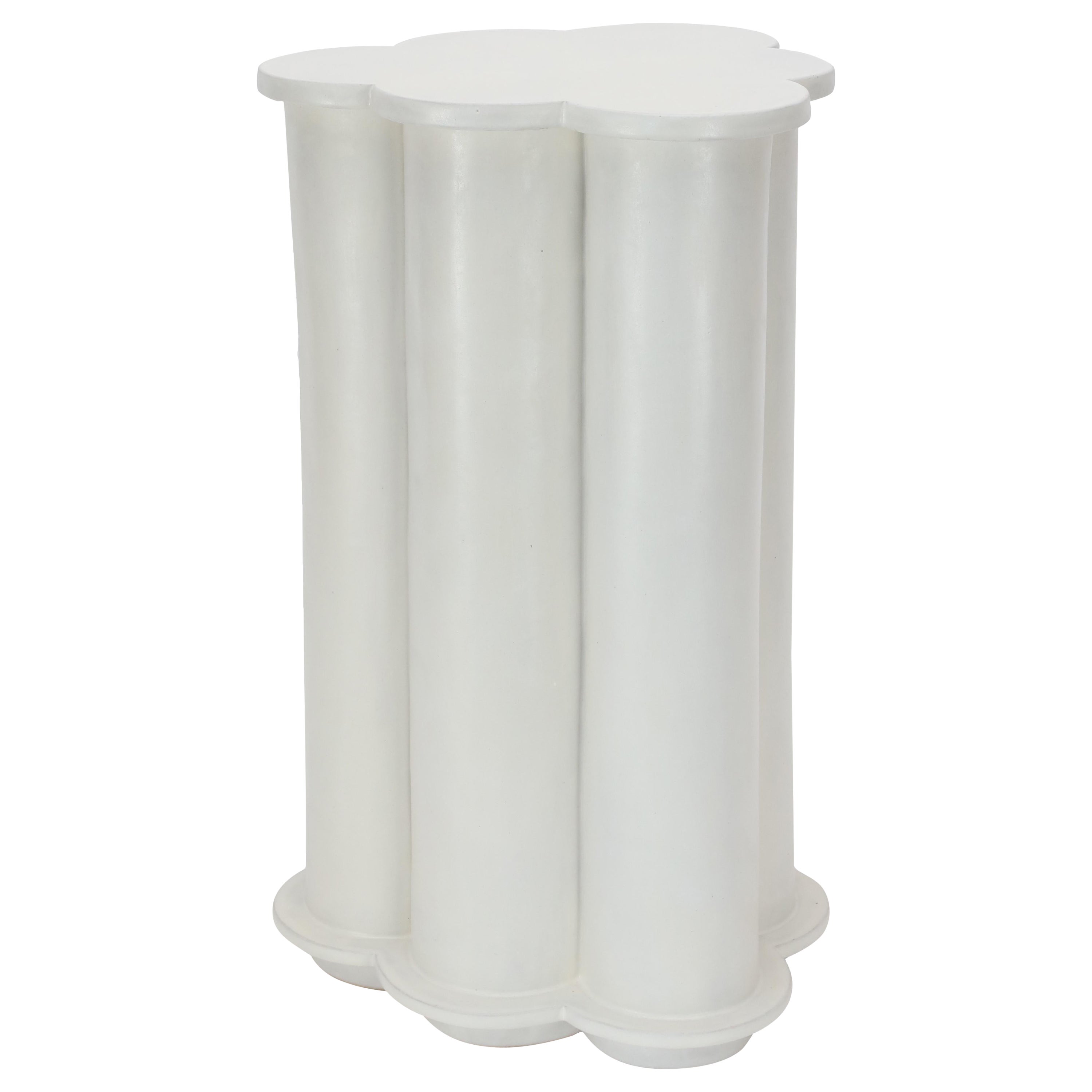 Tall Ruffle Ceramic Side Table & Stool in Marshmallow by BZIPPY For Sale