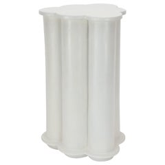 Tall Ruffle Ceramic Side Table & Stool in Marshmallow by BZIPPY