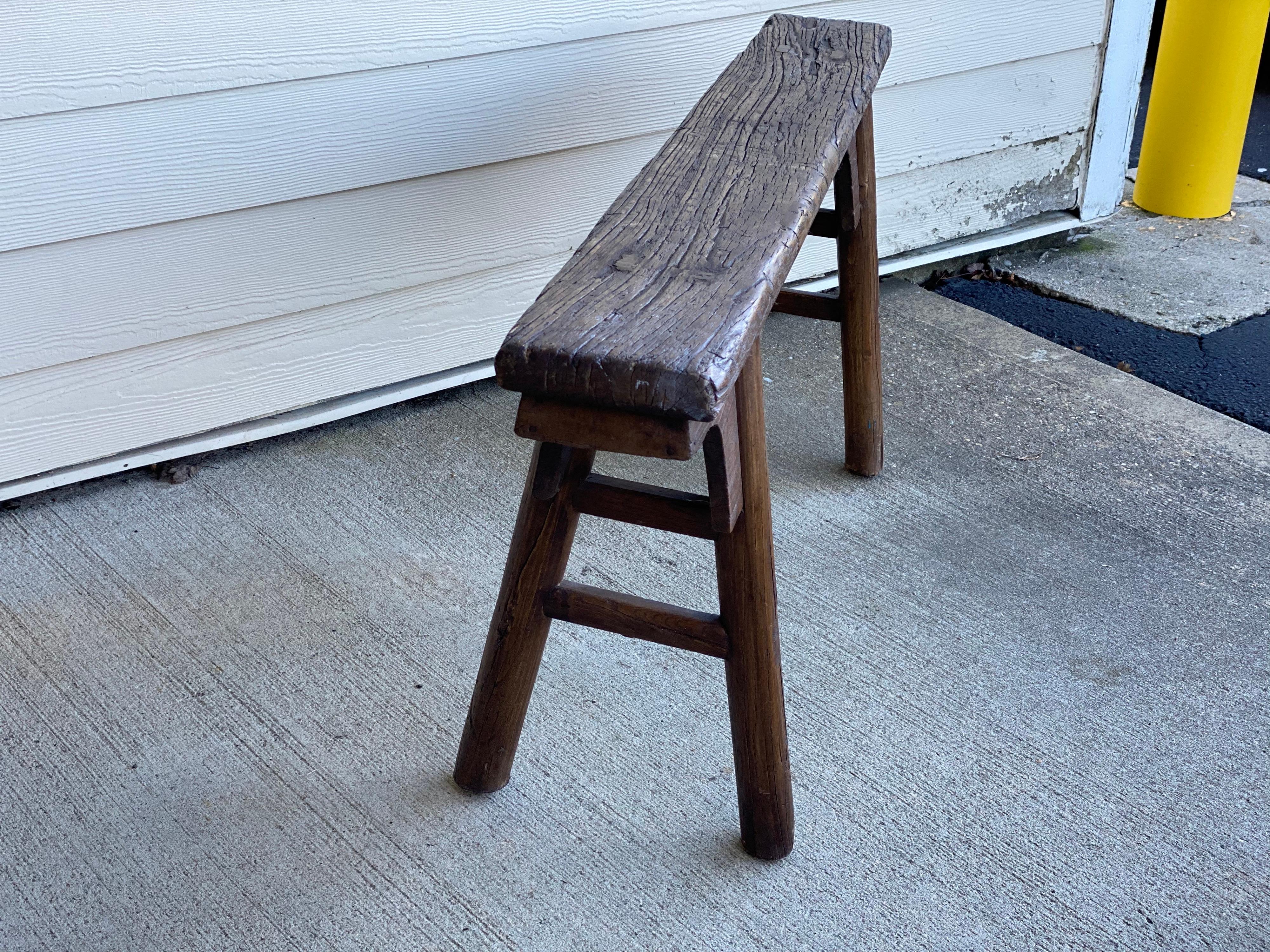 Tall Rustic Chinese Wood Bench 5