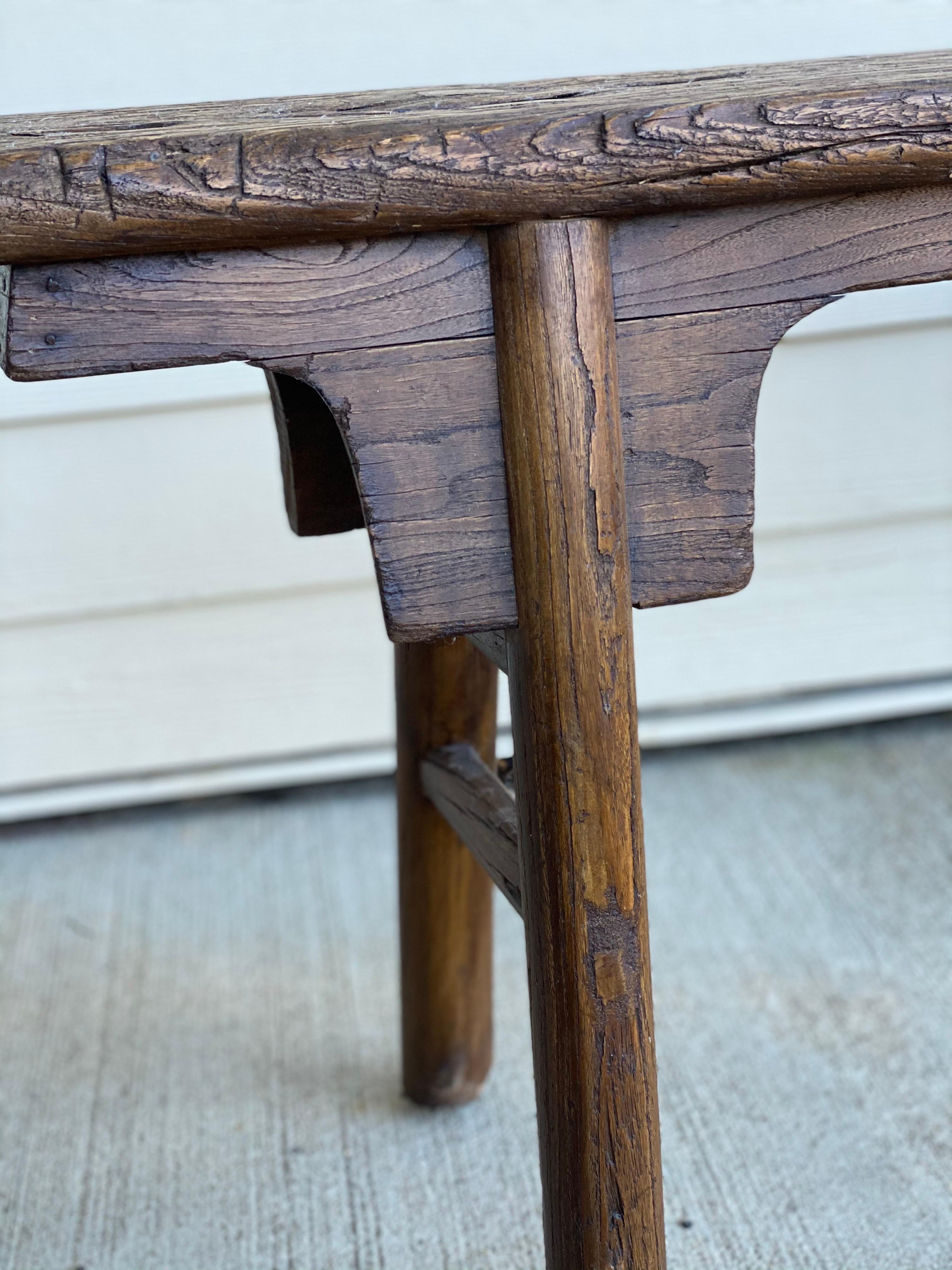Tall Rustic Chinese Wood Bench 7