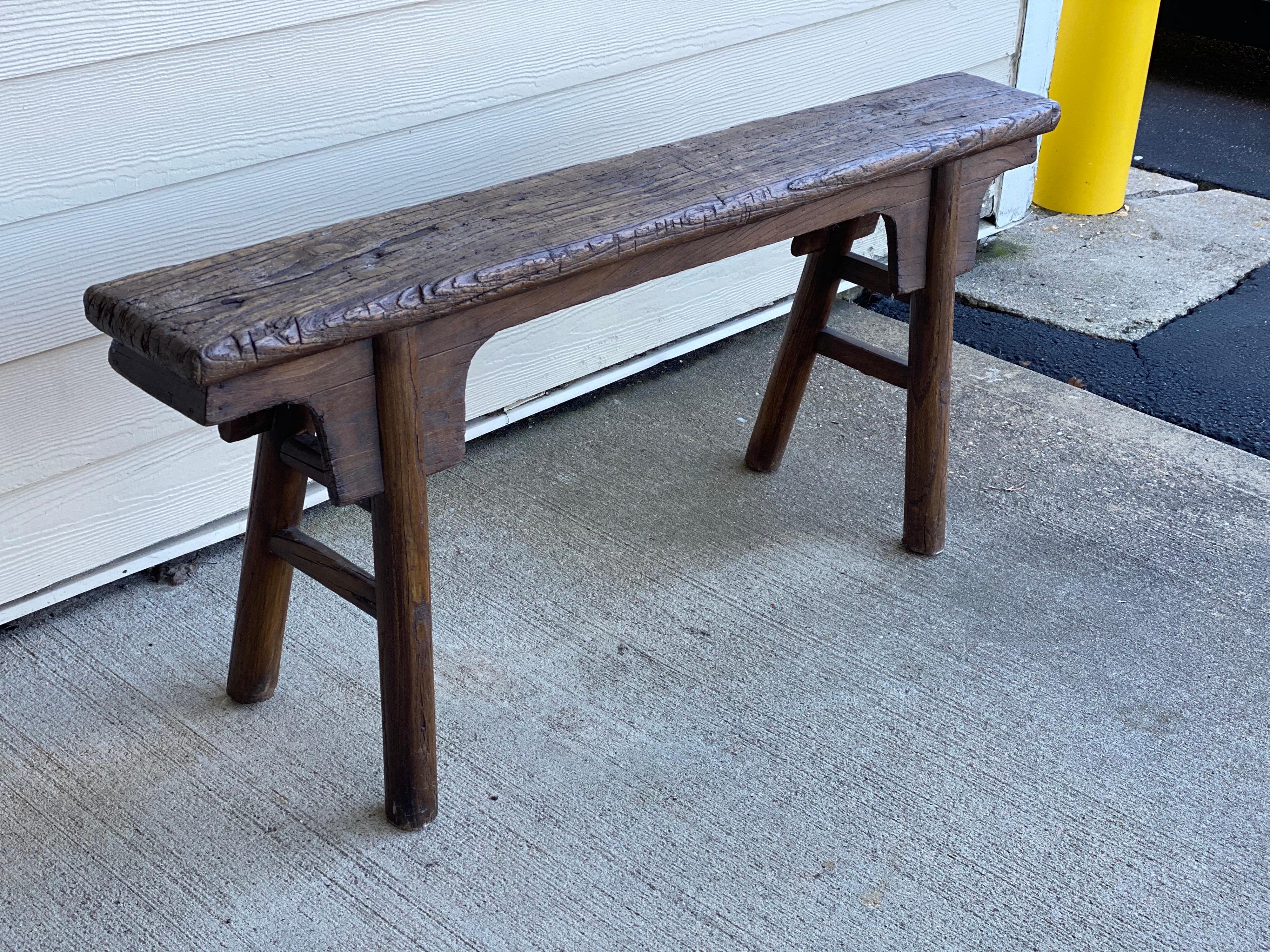 narrow rustic bench