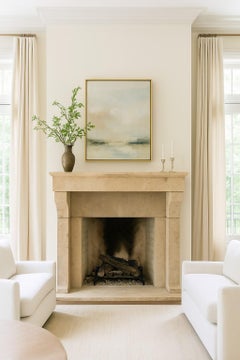 Tall Rustic French Limestone Fireplace Mantel – 18th Century Style